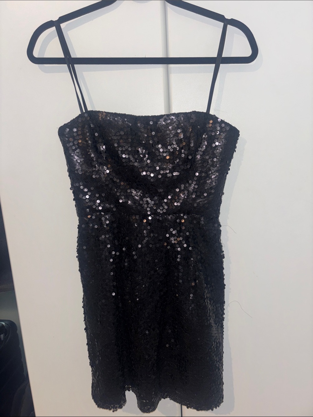 BCBGMaxAzria Black Sequin Strapless Cocktail Dress